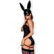 (SALE) Еротичний костюм кролика Obsessive Bunny costume S/M, black, боді, чокер, гартери, панчохи, маска SO7701 фото 2