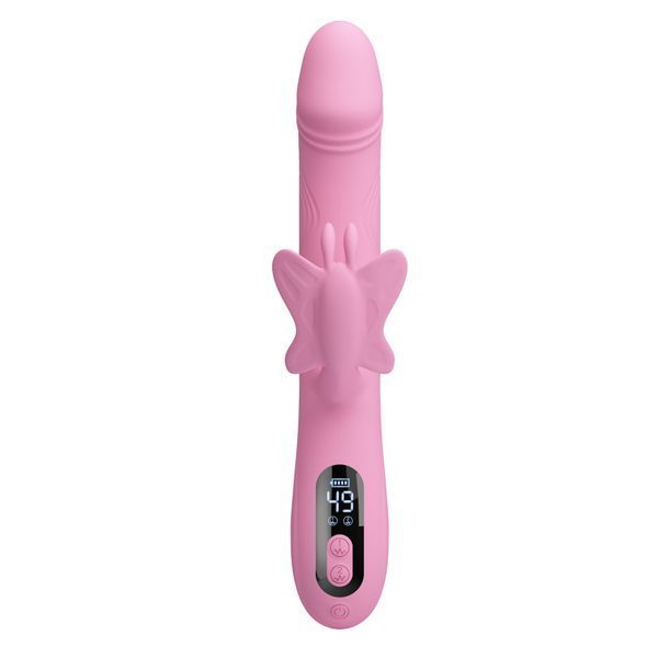Вібратор-кролик PRETTY LOVE Bella Pink, силікон, рожевий, метелик, подвійна стимуляція BW-500110 фото