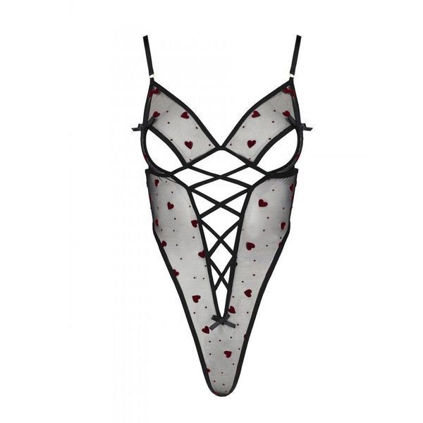 Еротичний боді з малюнком Passion LOVELIA BODY XXL/XXXL, black SO4755 фото