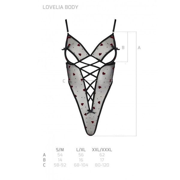 Еротичний боді з малюнком Passion LOVELIA BODY XXL/XXXL, black SO4755 фото