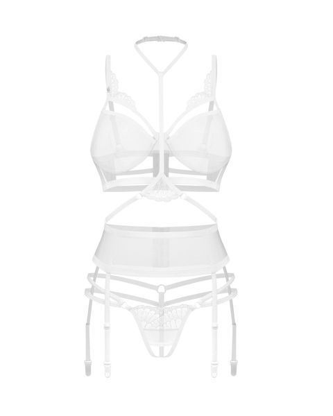 Комплект Obsessive Premisis White 3-pcs crotchless set L/XL SX3119 фото