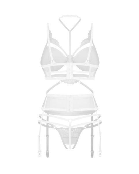 Комплект Obsessive Premisis White 3-pcs crotchless set L/XL SX3119 фото
