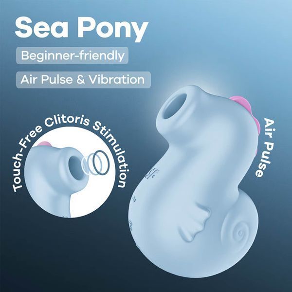 Вакуумный клиторальный стимулятор Satisfyer Sea Pony, ледяно-голубой, 10 см 73-4081335 фото