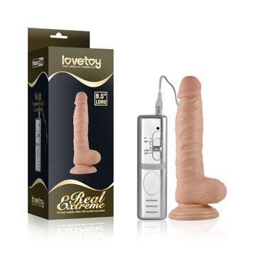 Вібратор на присосці 8.5 Real Extreme Vibrating Dildo Flesh 66-LV350041-1 фото