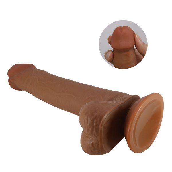 Фалоімітатор з мошонкою PRETTY LOVE TALLEN Sliding Skin Series, TPR, на присосці, тілесний, 8,7" / 22 см BW-008117LP фото