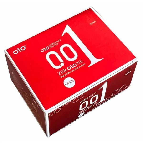 Презервативи OLO 0.01 RED, збуджуючі, ультратонкі, з гіалуроновою кислотою, з ароматом ванілі, 10 шт 95-001Red фото