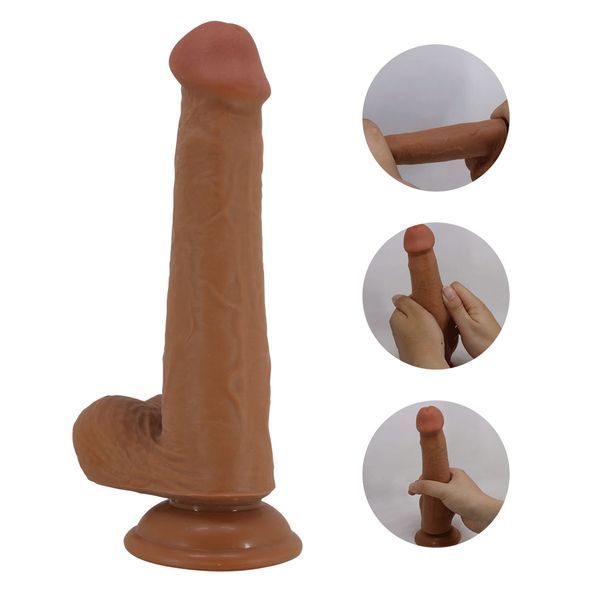Фалоімітатор з мошонкою PRETTY LOVE TALLEN Sliding Skin Series, TPR, на присосці, тілесний, 8,7" / 22 см BW-008117LP фото