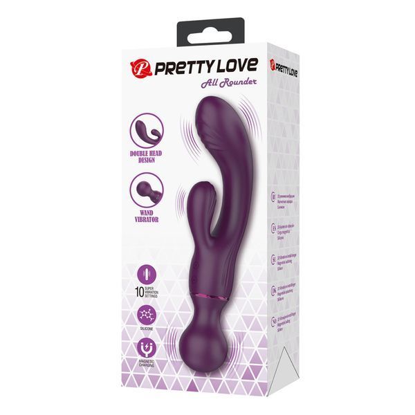 Вібратор-кролик PRETTY LOVE All Rounder Dual-Action, силікон, фіолетовий, подвійна стимуляція BW-055022 фото