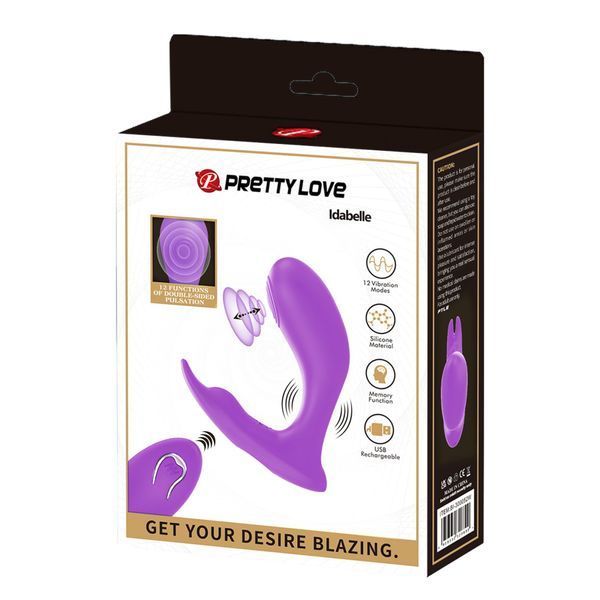 Вібростимулятор PRETTY LOVE Idabelle Purple, 12 vibration functions 12 pulse wave settings Wireless BI-300052W фото