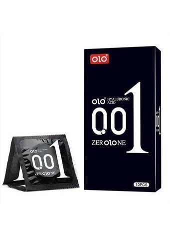 Презервативи ультратонкі Olo 0.01 BLACK з гіалуроновою кислотою, 10 шт (фольга) 95-03687 фото