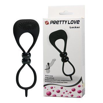 Эрекционная вибропетля PRETTY LOVE Locker, чёрная BI-210149 фото