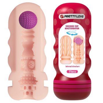 Мастурбатор PRETTY LOVE Flora Vacuum Cup, TPE, тілесний колір BM-00900T106-2 фото