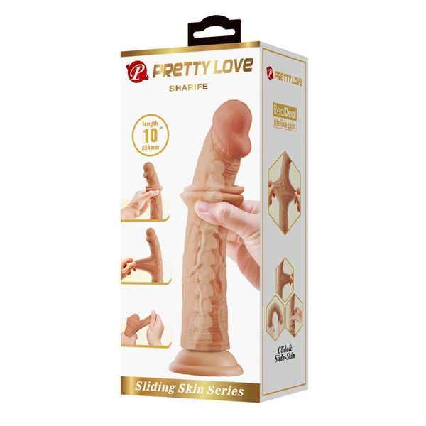 Фалоімітатор PRETTY LOVE -SHARIFE 10(254mm) Sliding Skin Series TPR, Suction base Bendable BW-008118LP фото