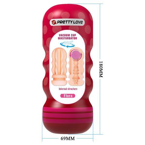 Мастурбатор PRETTY LOVE Flora Vacuum Cup, TPE, тілесний колір BM-00900T106-2 фото