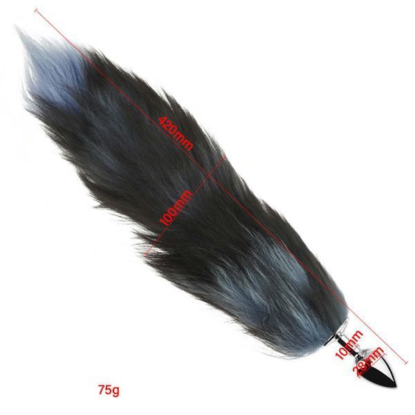 Анальная пробка с хвостом Fox Tail, чёрная, XXL, 100 мм 64-00097F фото