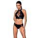 Комплект з еко-шкіри Passion NANACY BIKINI XXL/XXXL, black, бра та трусики з імітацією шнурівки SO5369 фото 1