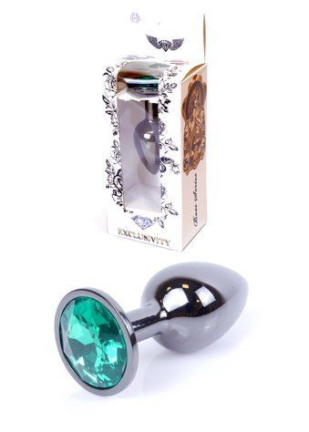 Анальна пробка BOSS SERIES Jawellery Dark Silver Plug, зелена, 27 мм 64-00033 фото