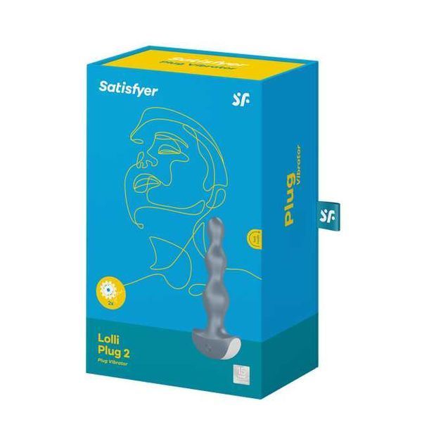Анальна пробка з вібрацією SATISFYER Lolli-Plug 2, блакитна, 14,2 см, 30 мм 73-4003269 фото