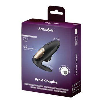 Вакуумный стимулятор для пар Satisfyer Pro 4 Couples, с технологией Air-Pulse и вибрацией, чёрный, 12 см 73-4084022 фото