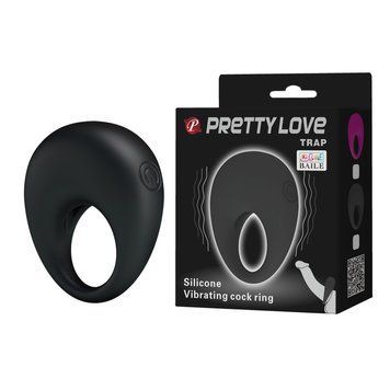 Ерекційне кільце з вібрацією PRETTY LOVE Trap, з мінівібратором для клітора, силіконове BI-210140 фото