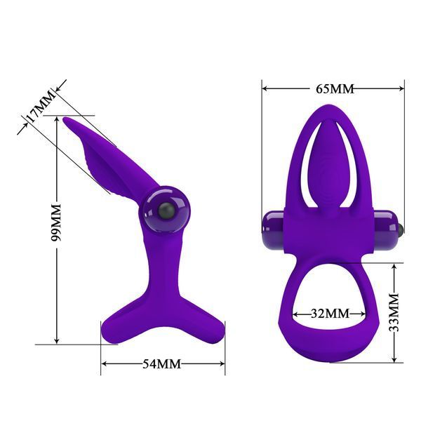 Ерекційне кільце з вібрацією PRETTY LOVE Vibration Cock Ring, фіолетове BI-210306 фото