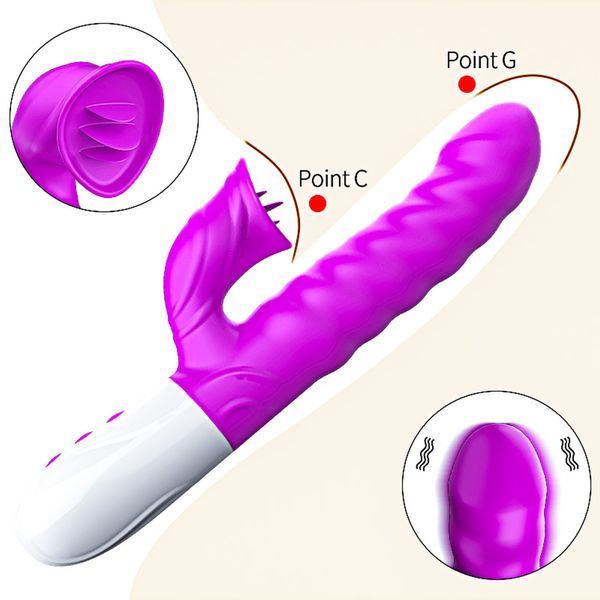 Вібратор для подвійної стимуляції Silicon, Vibrator 7 Function and Heating Mode, PURPLE 63-00058 фото