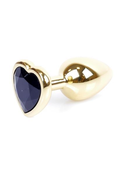 Анальна пробка BOSS SERIES HeavyFun Jawellery Gold Heart, чорна 64-00038 фото