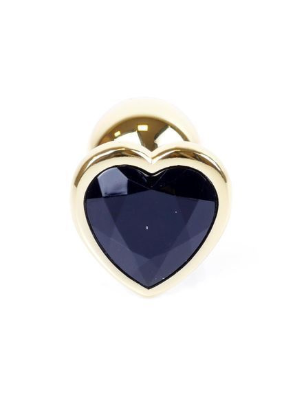 Анальна пробка BOSS SERIES HeavyFun Jawellery Gold Heart, чорна 64-00038 фото
