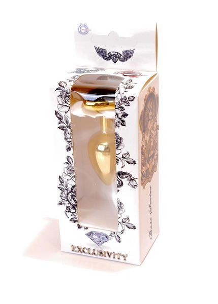 Анальна пробка BOSS SERIES HeavyFun Jawellery Gold Heart, чорна 64-00038 фото