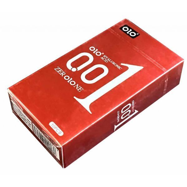 Презервативи збуджуючі Olo 0.01 RED Foil, що зігрівають з гіалуроновою кислотою, 10 шт. 95-04363 фото