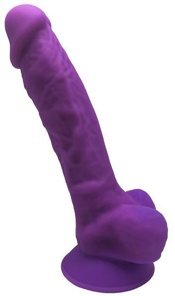 Фалоімітатор з мошонкою SILEXD Premium Silicone Model 1, фіолетовий, 7" / 17,5 см 4-220239 фото