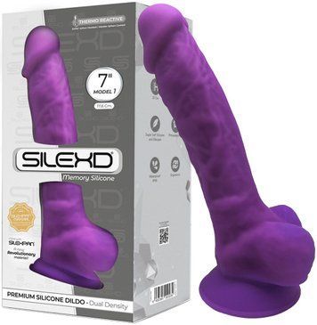 Фаллоимитатор с мошонкой SILEXD Premium Silicone Model 1, фиолетовый, 7" / 17,5 см 4-220239 фото