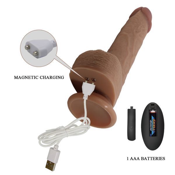 Вібратор на присосці PRETTY LOVE - Tommy 8,9'' Light Brown, 3 vibration functions 3 BW-008113W фото