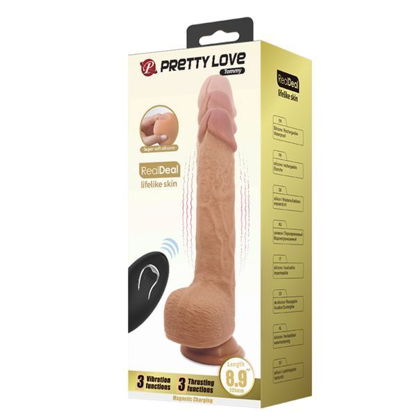 Вібратор на присосці PRETTY LOVE - Tommy 8,9'' Light Brown, 3 vibration functions 3 BW-008113W фото