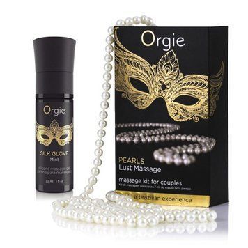 Масажний набір ORGIE COSMETICS Pearl Lust Massage, з силіконовим гелем та перловим кольє, з ароматом м'яти, 30 мл 69-21241 фото