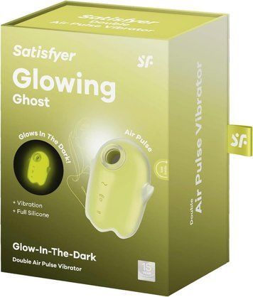 Вакуумный стимулятор клитора SATISFYER Glowing Ghost, с вибрацией и свечением в темноте, жёлтый 73-4060064 фото