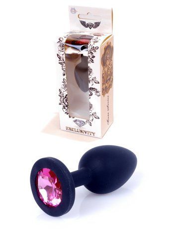 Анальная пробка BOSS SERIES HeavyFun Jawellery Pink Diamond, черная, 27 мм 64-00083 фото