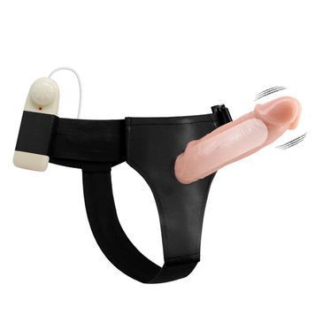Страпон з вібрацією BAILE Jessica Strap On, реалістичний, тілесний, 18,5 см BW-010025 фото