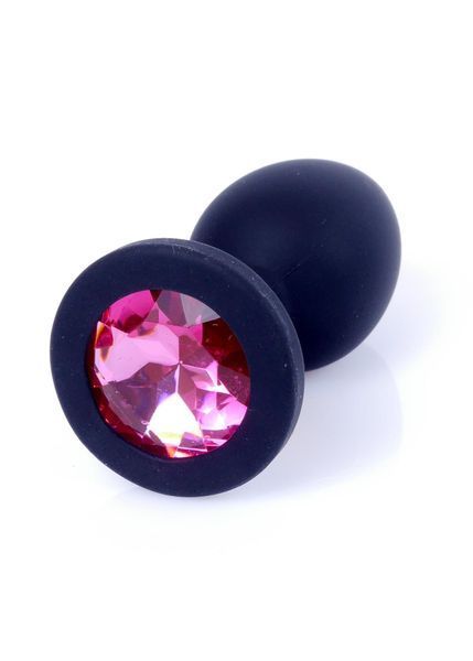Анальна пробка BOSS SERIES HeavyFun Jawellery Pink Diamond, чорна, 27 мм 64-00083 фото