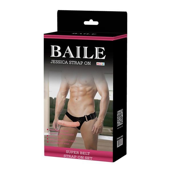 Страпон с вибрацией BAILE Jessica Strap On, реалистичный, телесный, 18,5 см BW-010025 фото