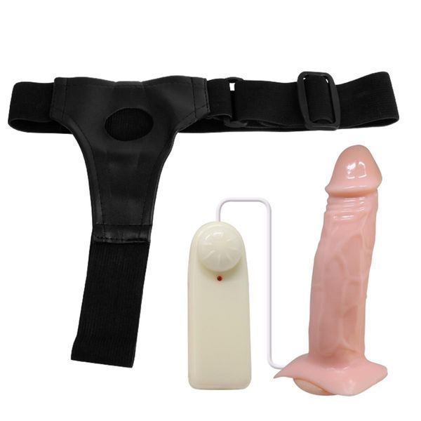 Страпон с вибрацией BAILE Jessica Strap On, реалистичный, телесный, 18,5 см BW-010025 фото