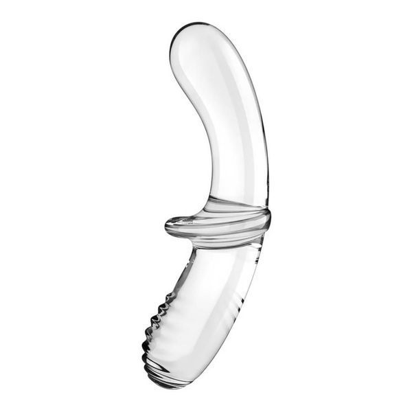 Скляний фалоімітатор SATISFYER Double Crystal, подвійний, з двома текстурами, прозорий 73-4045665 фото