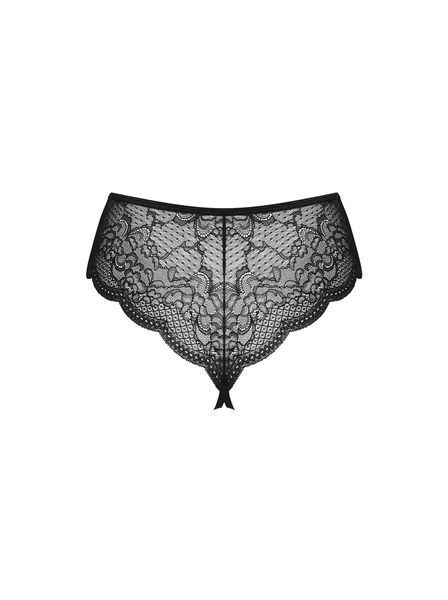 Стринги открытые Obsessive Pearlove, с жемчужинками, черные, XS/S 49-8615 фото