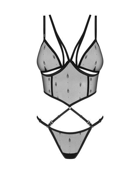 Комплект белья Anniverse Special Obsessive Top і Stringi, чёрный, S/M 49-0098 фото