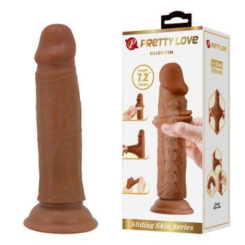 Фалоімітатор PRETTY LOVE QUENTIN Sliding Skin Series, з присоскою, згинається, тілесний, 7.2" / 18,4 см BW-008126LP-1 фото