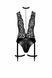 Боді Noir Handmade F297 Libido, M, чорне, мереживо, низ під латекс, відкритий доступ, гартери SX0220 фото 4