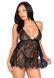 Сорочка бебі-дол Leg Avenue Floral lace babydoll & string Black M, стрінги SO9170 фото 4