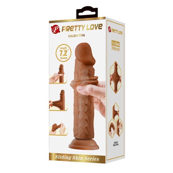 Фалоімітатор PRETTY LOVE QUENTIN Sliding Skin Series, з присоскою, згинається, тілесний, 7.2" / 18,4 см BW-008126LP-1 фото