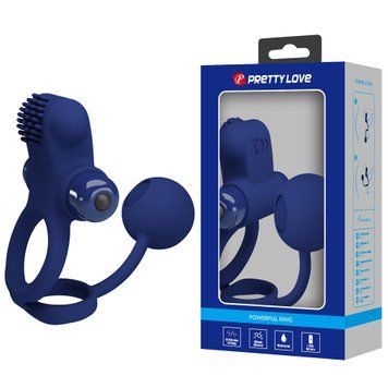 Эрекционное кольцо с вибрацией PRETTY LOVE Powerful Ring, синее BI-210211-3 фото