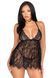 Сорочка бебі-дол Leg Avenue Floral lace babydoll & string Black L, стрінги SO9171 фото 1